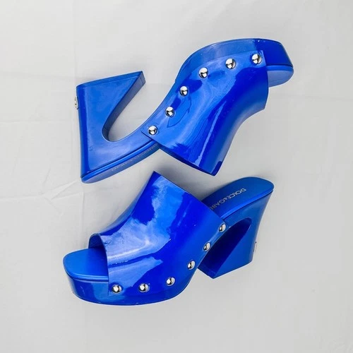 Blue Patent Leather Studded Platform Clog Mules EU 39 - photo 5