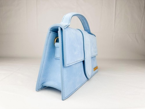 Jacquemus Le Grand Bambino Light Blue Suede Bag w/ Strap - New - photo 2