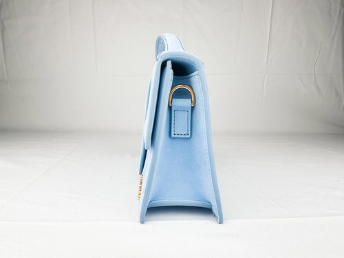 Jacquemus Le Grand Bambino Light Blue Suede Bag w/ Strap - New - photo 5
