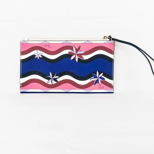 Emilio Pucci Multicolor Printed Leather Wristlet Clutch w/ Card - photo 5