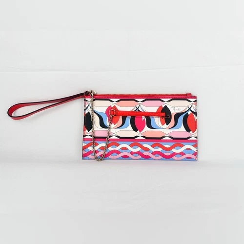 Emilio Pucci Iconic Printed Leather Wristlet Pouch with Chain Ca - photo 2