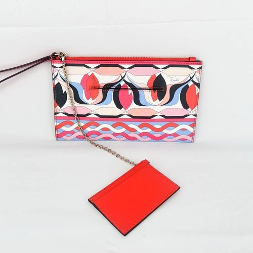 Emilio Pucci Iconic Printed Leather Wristlet Pouch with Chain Ca - photo 3