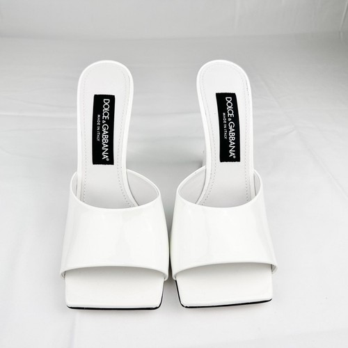 Dolce & Gabbana White Patent Leather Mules - EU 39