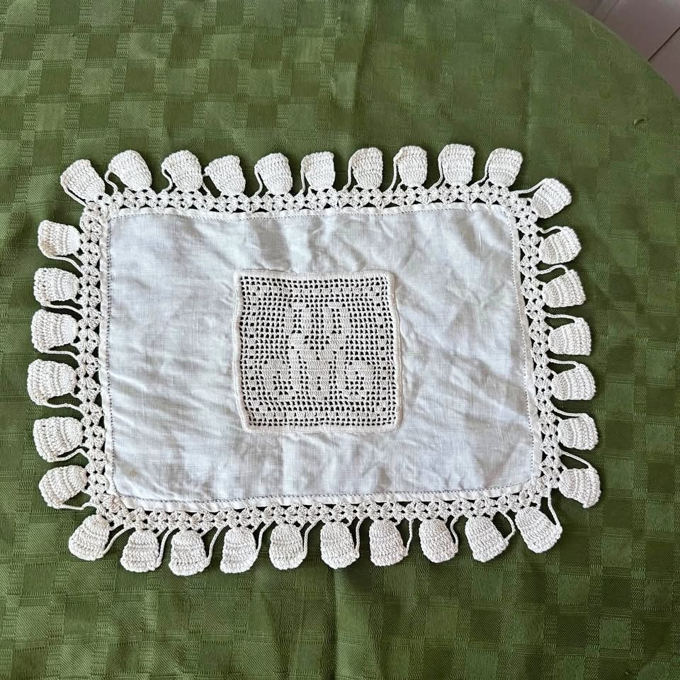 1920-30s Handmade Monogrammed Doily