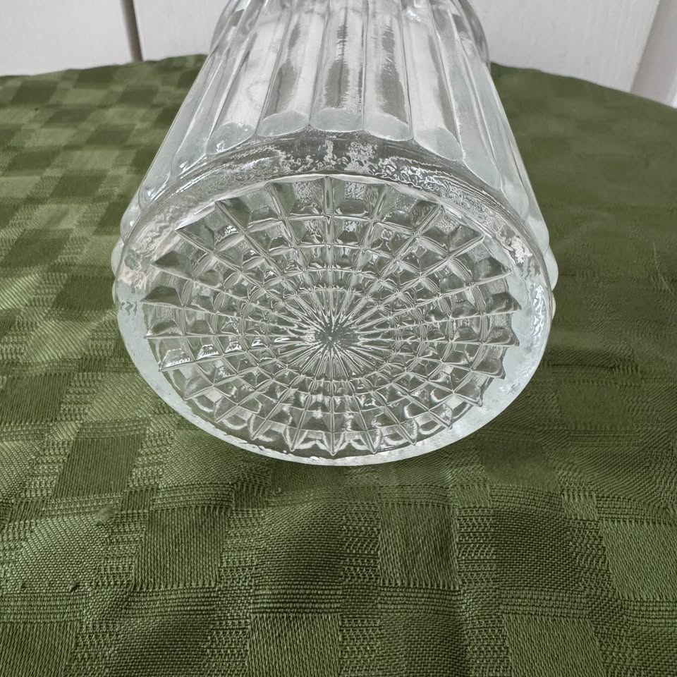 Depression glass jar with chrome lid - photo 4