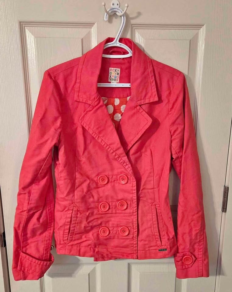 ROXY coral canvas pea coat
