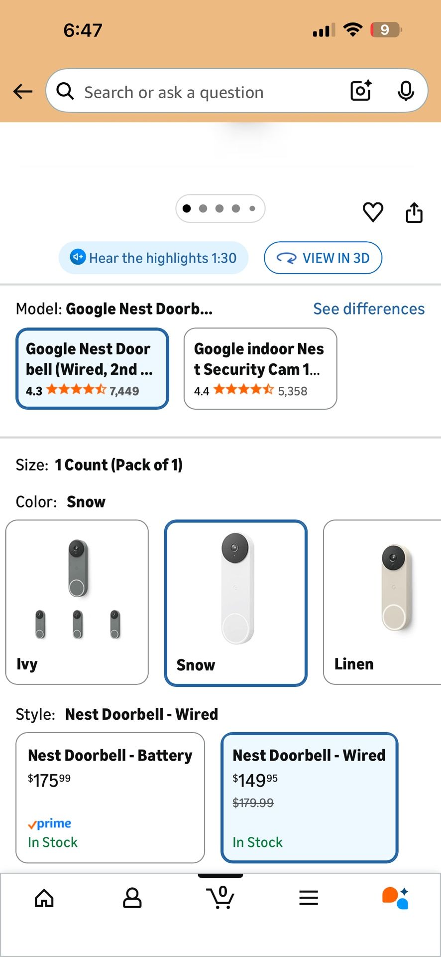New wired Nest doorbell (2nd gen) in white - photo 3