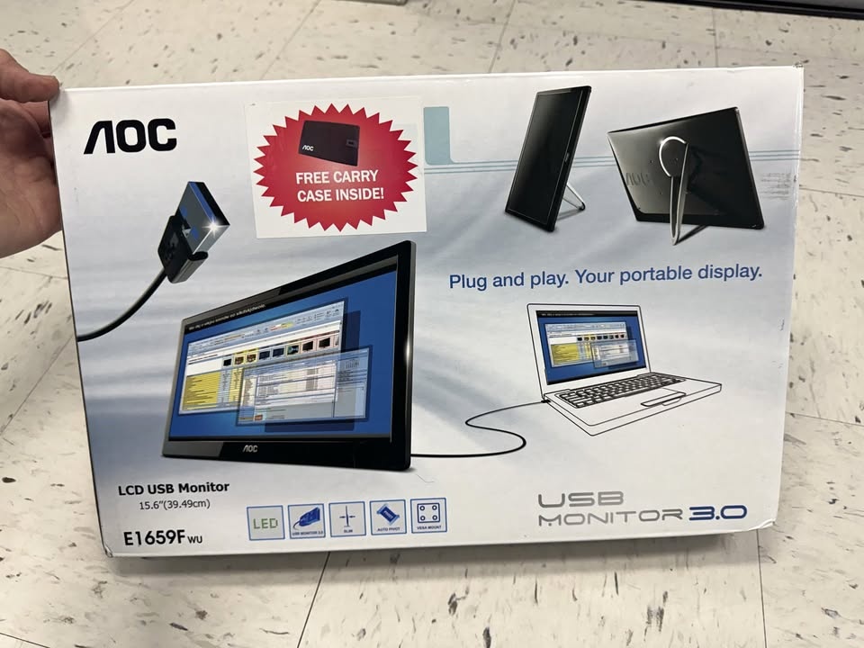 AOC 15.6" Ultra Slim Portable LED Monitor (Brand New)