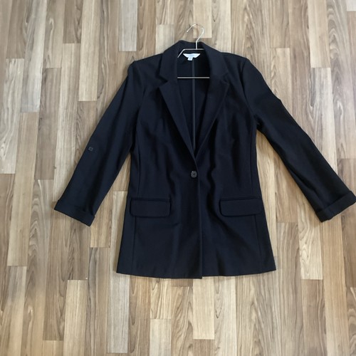 Lang Blazer Womens XS Black Wool Blend Asymmetrical USA Made Sui