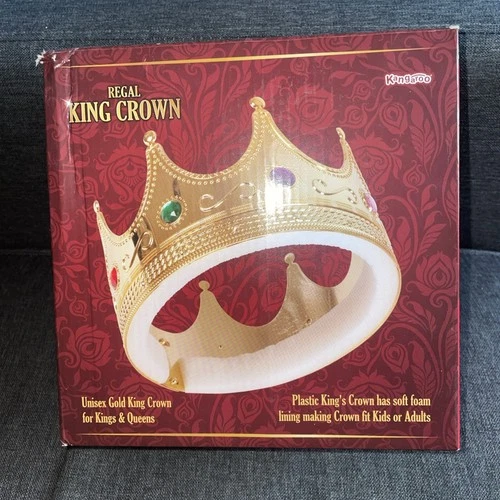 Deluxe Gold Royal Costume Crown Multicolor Faux Jewels Foam Comf
