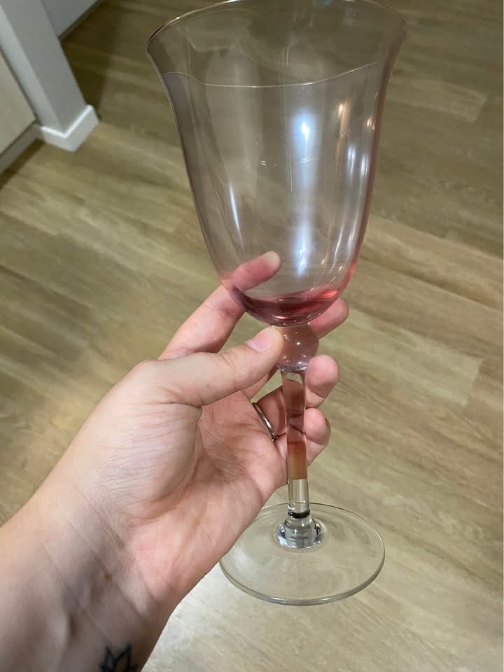 Pink Crystal Romania Wine Glass Goblets - Set of 4 - photo 3