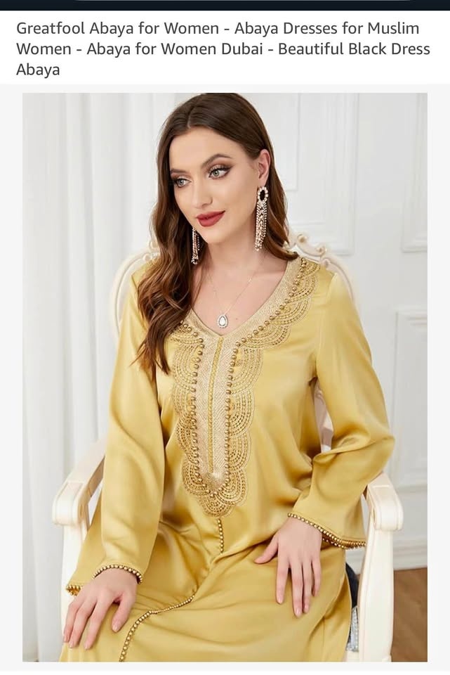 Gold beaded Arabic new dress M
