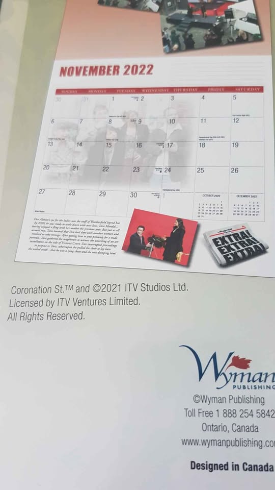 New and sealed Coronation Street 2022 calendar - photo 4
