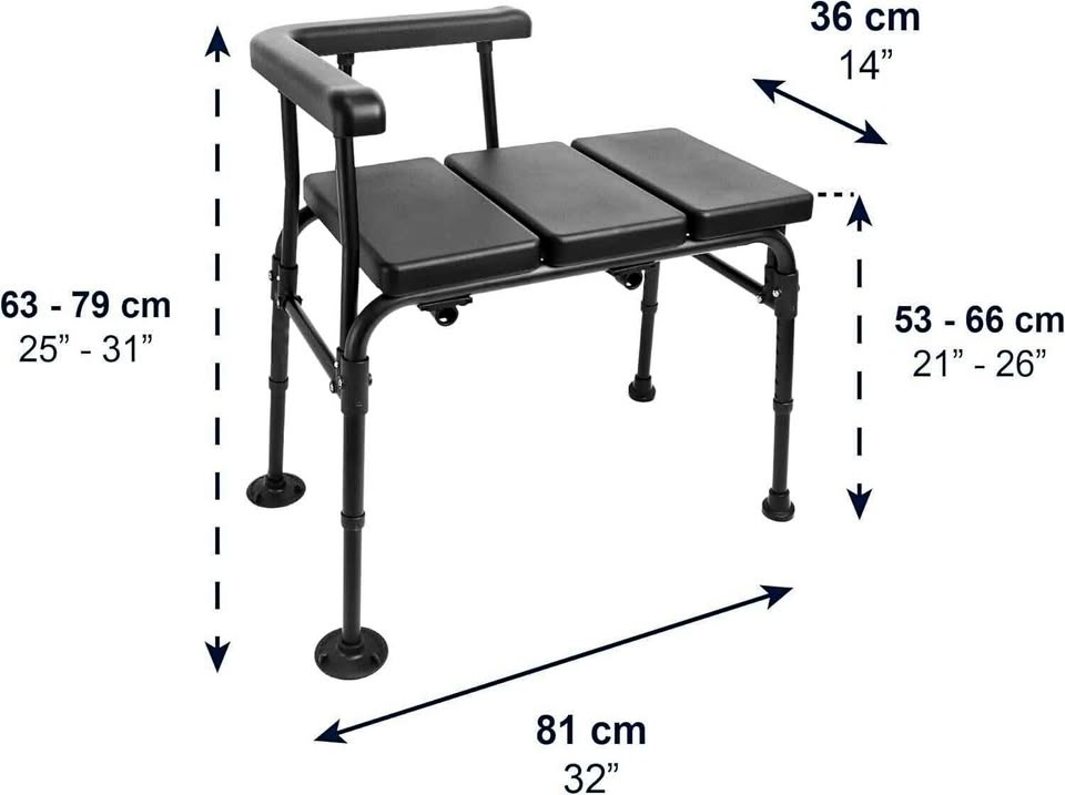 KMINA Shower Bench: Non Slip Seat, Armrests