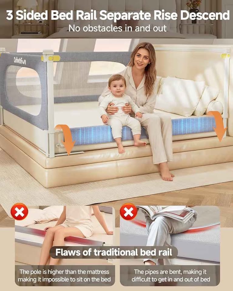 3-Piece King Size Bed Rail for Toddlers - photo 3