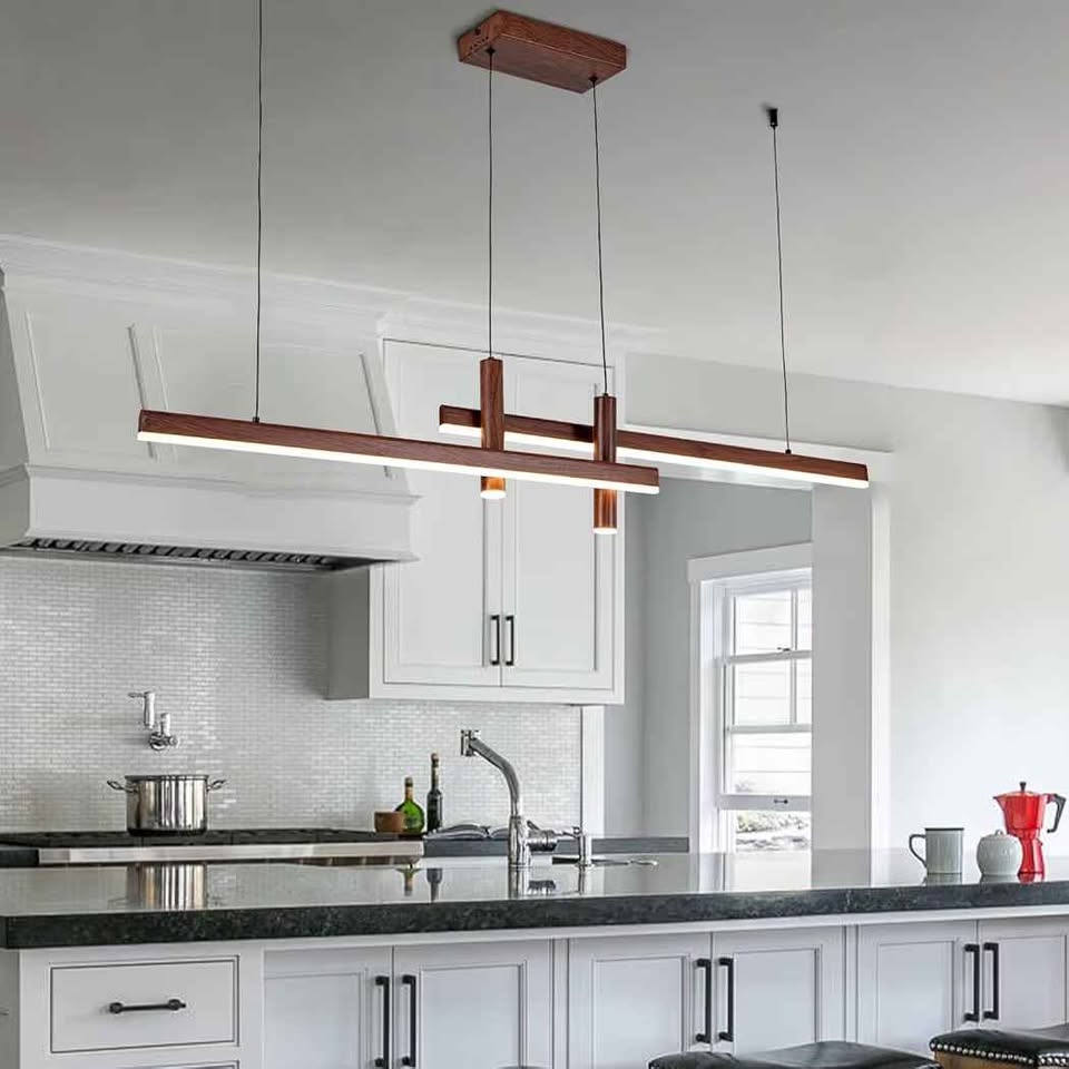Modern Brown Linear LED Pendant Light