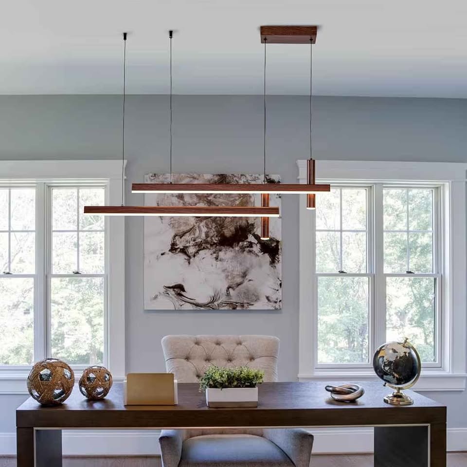 Modern Brown Linear LED Pendant Light - photo 2
