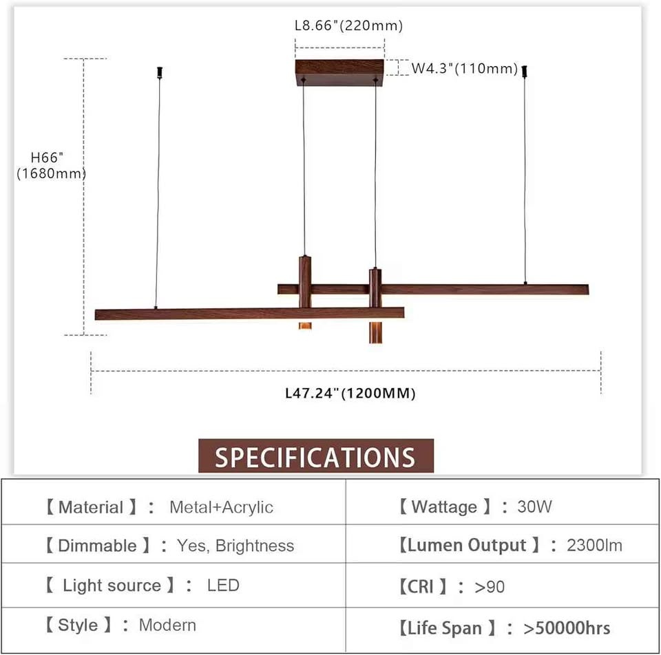 Modern Brown Linear LED Pendant Light - photo 4