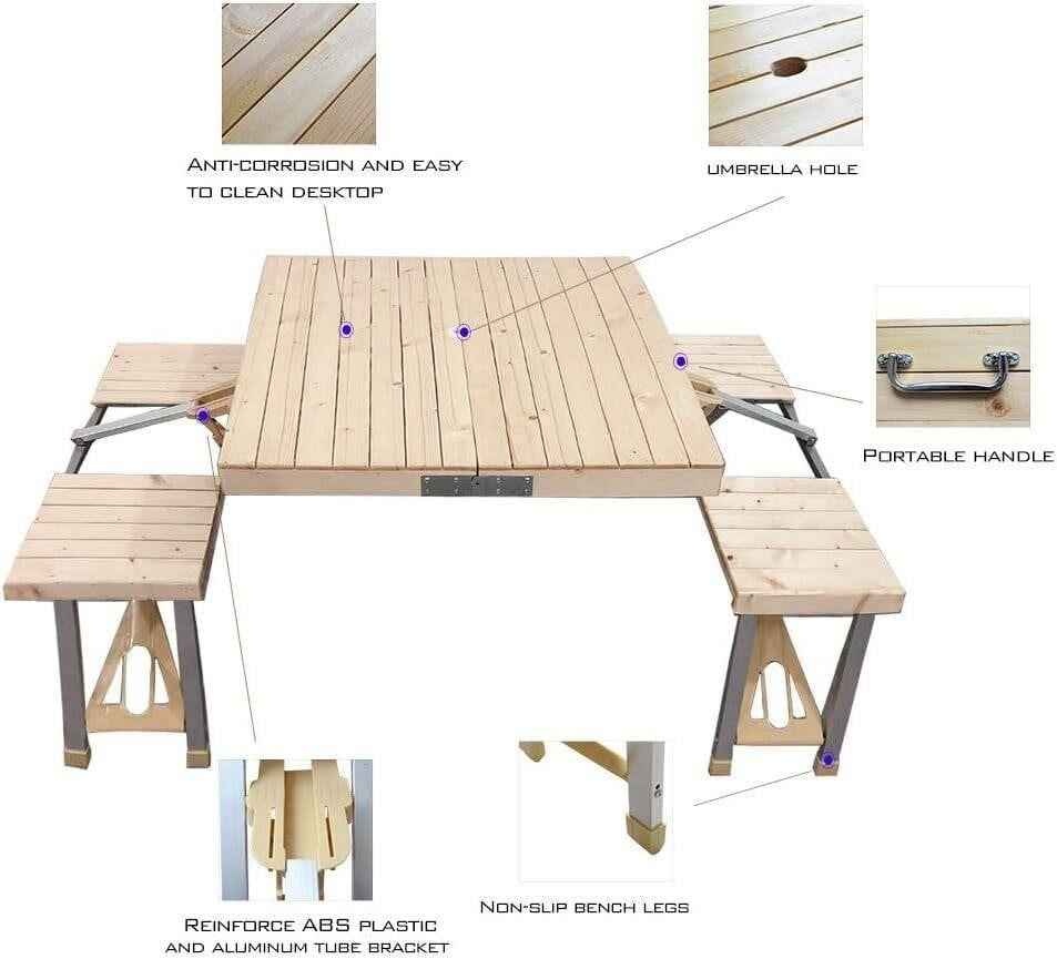 Folding Picnic Table: Aluminum, Seats - photo 2