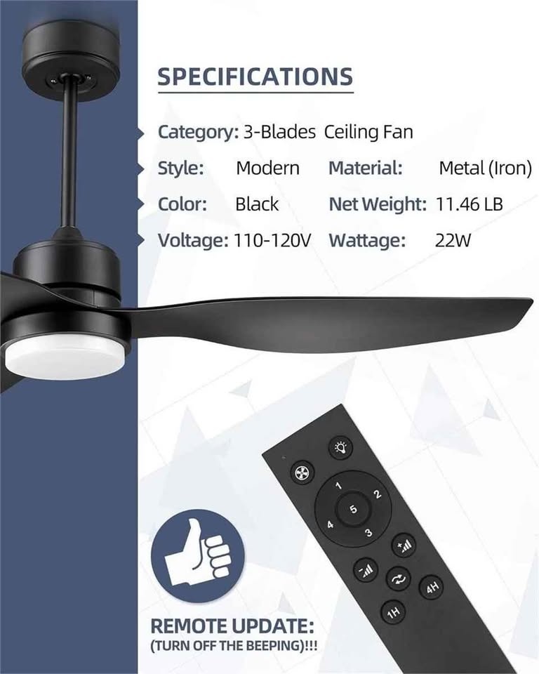 YOUKAIN 52" Ceiling Fan with Lights - photo 2