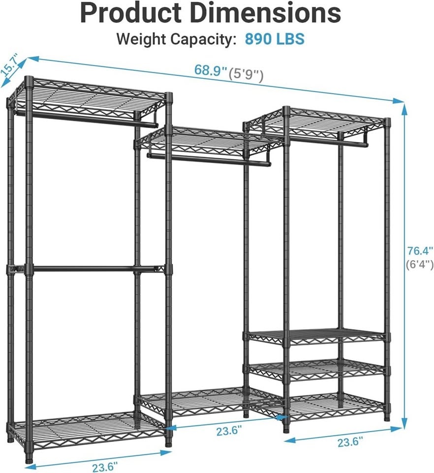 New Heavy Duty Covered Clothes Rack Portable Bedroom Armoire - photo 2