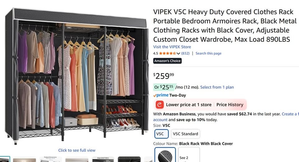 New Heavy Duty Covered Clothes Rack Portable Bedroom Armoire - photo 3