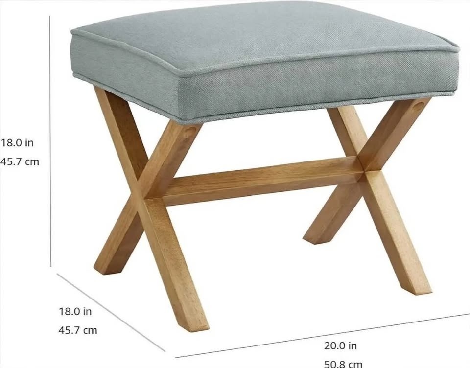 Threshold Blue Grey X-Leg Stool Ottoman - photo 2