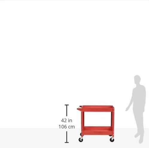 2-Shelf Steel Utility Cart - Red - photo 2