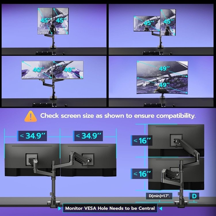 Brand New Dual Monitor Arm Desk Mount for 17-49 Inch Ultrawide - photo 2