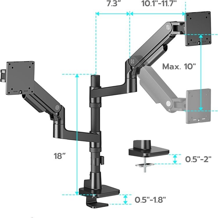 Brand New Dual Monitor Arm Desk Mount for 17-49 Inch Ultrawide - photo 3