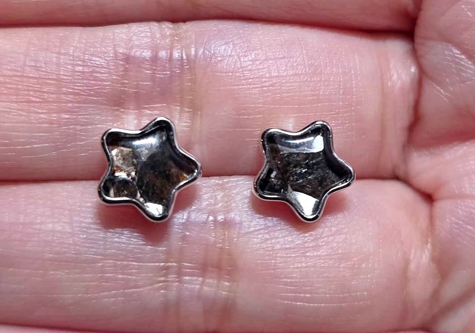 Pallasite Meteorite Star Stud Earrings