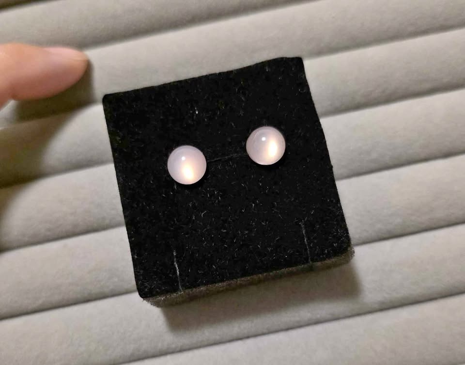 New Pink Chalcedony Sterling Silver Stud Earrings