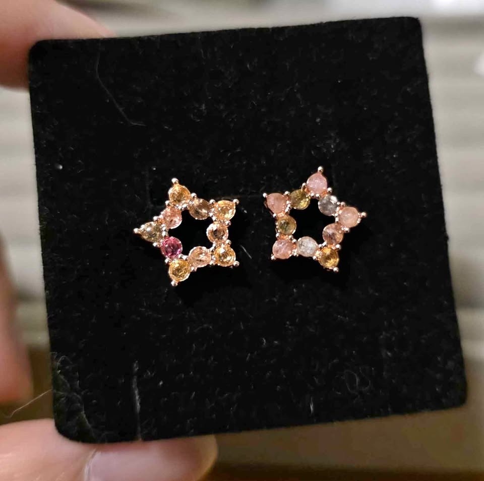 New Tourmaline Star Sterling Silver Stud Earrings