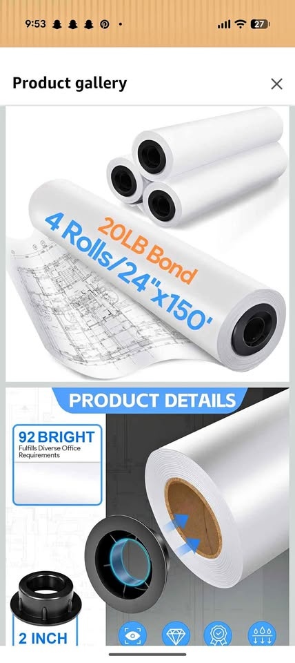4 rolls of drawing/plotter paper