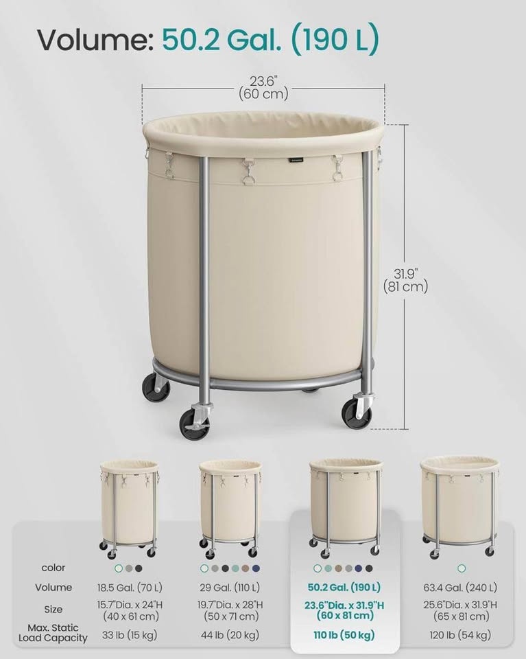 BRAND NEW SONGMICS Rolling Laundry Basket — $60 - photo 4