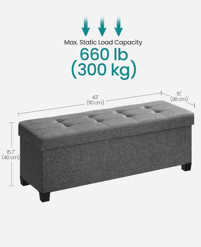 SONGMICS Storage Ottoman Bench with Legs — NEW IN BOX - photo 2