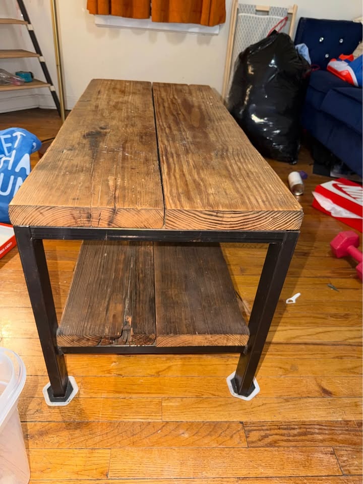 Industrial Wood & Metal Coffee Table w/ Lower Shelf - photo 2