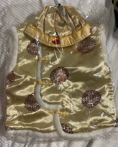 Kids Traditional Chinese Vest and Hat Set Size 5-7 Yr