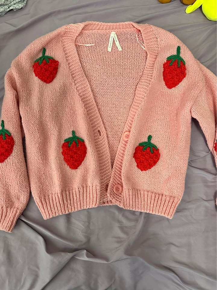 Small Strawberry Knit Cardigan