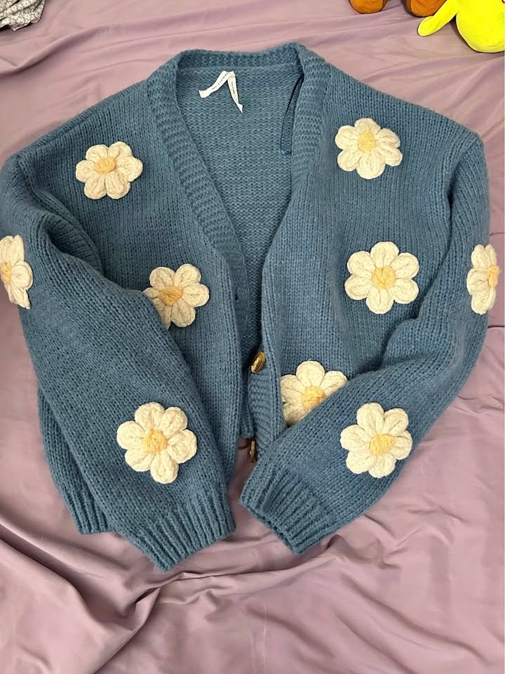 Blue Daisy Knit Cardigan