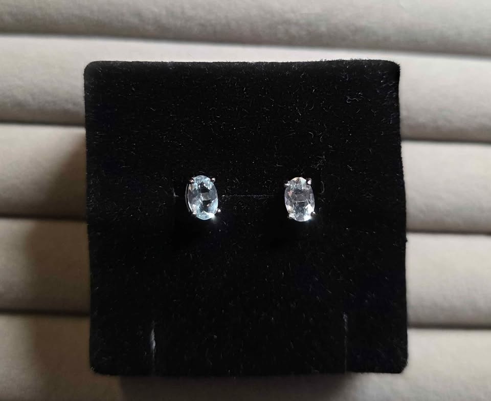 New Aquamarine Sterling Silver Stud Earrings - photo 2