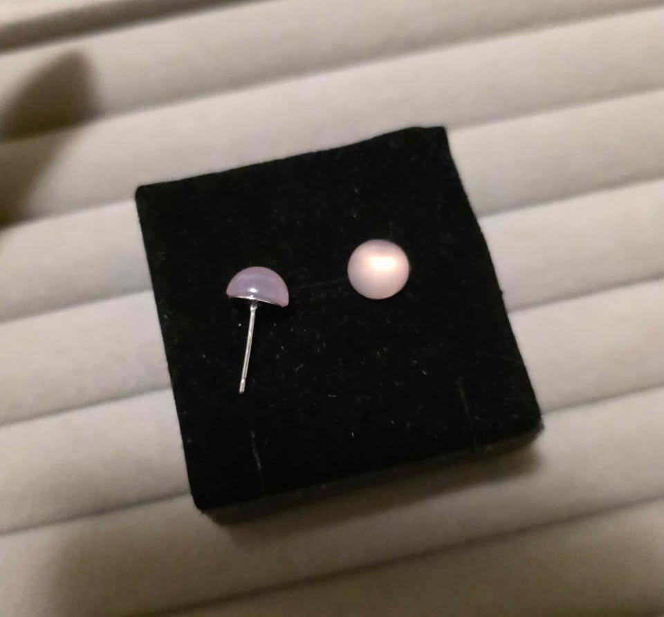New Pink Chalcedony Sterling Silver Stud Earrings - photo 2