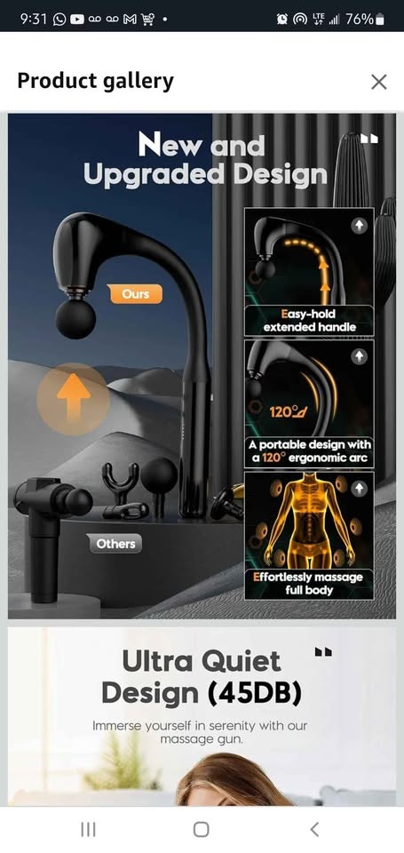 Massage Gun Deep Tissue, Back Massager, Portable - photo 4