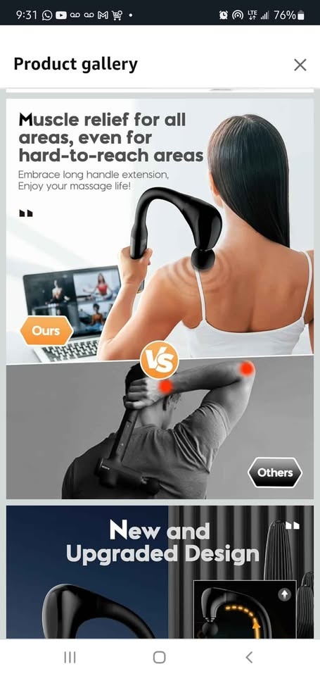 Massage Gun Deep Tissue, Back Massager, Portable - photo 5