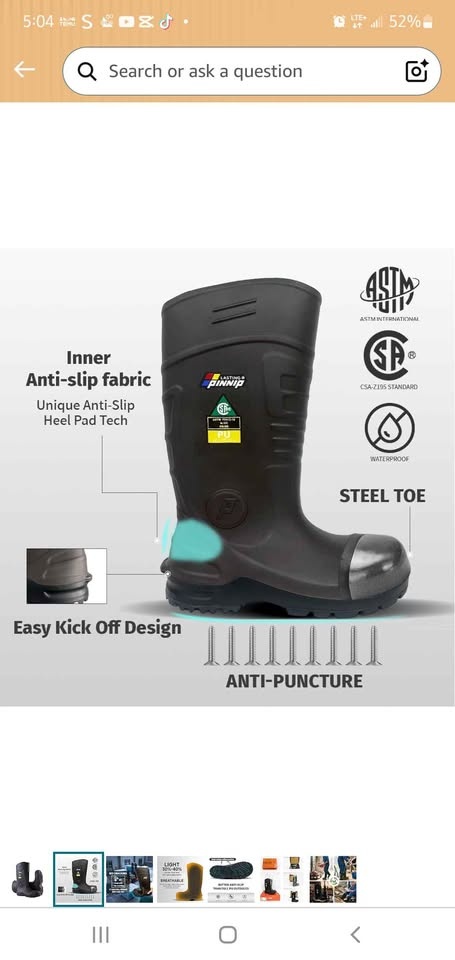 CSA Approved Safety Boots - Steel Toe Waterproof PU Rubber Work - photo 3