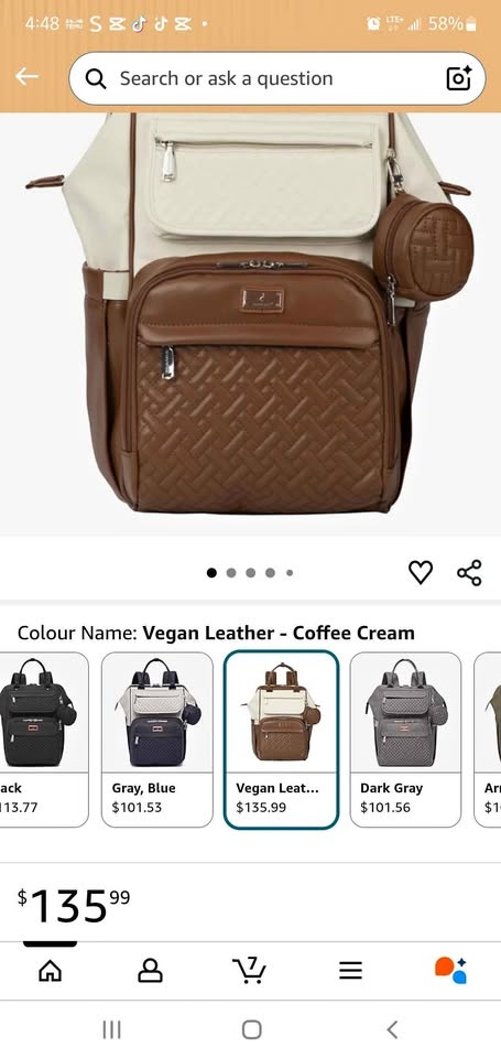 BabbleRoo Diaper Bag Backpack w/ Changing Pad & Stroller Straps