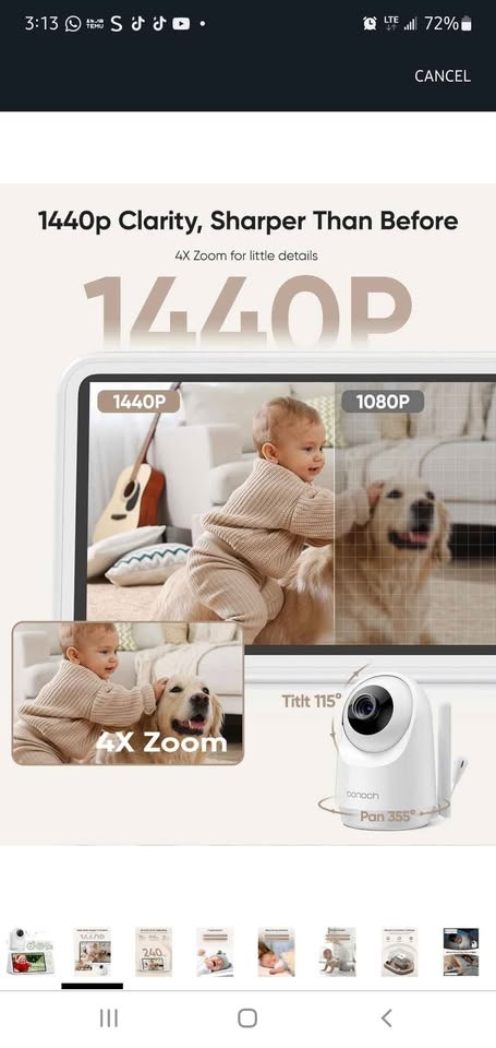 Bonoch 5.5" 1440p Baby Monitor No WiFi - photo 3