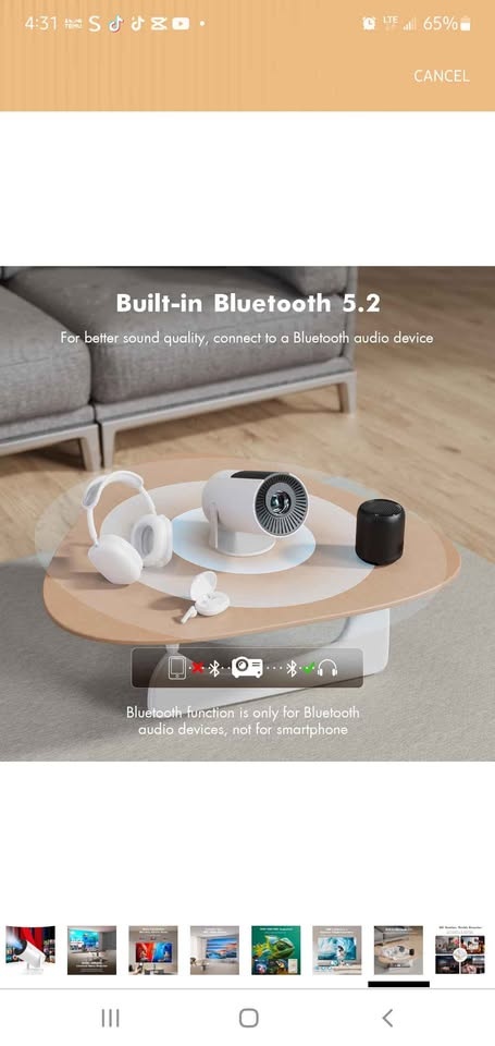 Tecaki Mini Projector 1080P WiFi Bluetooth Auto Keystone - photo 3