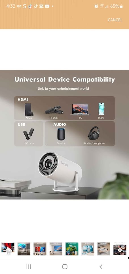 Tecaki Mini Projector 1080P WiFi Bluetooth Auto Keystone - photo 4