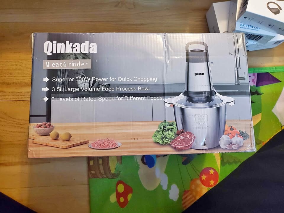 Qinkada 500W Electric Meat Grinder - 3.5L Stainless Steel